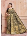 Black Designer Classic Wear Jacquard Silk Sari