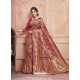 Medium Violet Designer Classic Wear Jacquard Silk Sari