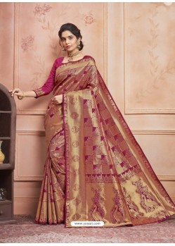 Medium Violet Designer Classic Wear Jacquard Silk Sari