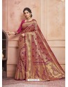 Medium Violet Designer Classic Wear Jacquard Silk Sari