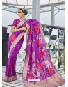 Violet Designer Classic Wear Dola Weaving Art Silk Sari