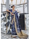 Navy Blue Designer Classic Wear Dola Weaving Art Silk Sari