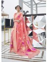 Light Red Designer Classic Wear Dola Weaving Art Silk Sari