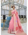 Peach Designer Classic Wear Dola Weaving Art Silk Sari