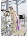 Cream Designer Classic Wear Dola Weaving Art Silk Sari