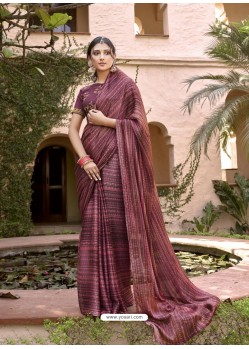 Maroon Designer Classic Wear Chiffon Sari