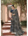 Navy Blue Designer Classic Wear Chiffon Sari