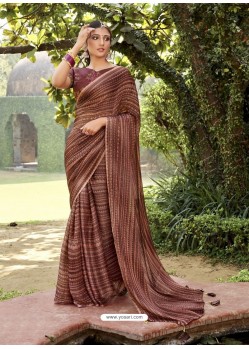 Deep Wine Designer Classic Wear Chiffon Sari