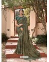 Dark Green Designer Classic Wear Chiffon Sari