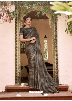 Black Designer Classic Wear Chiffon Sari