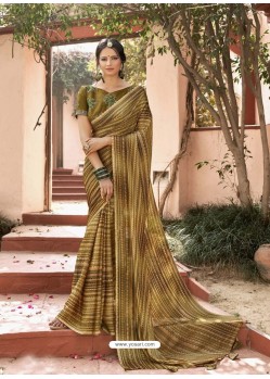 Marigold Designer Classic Wear Chiffon Sari