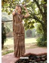 Brown Designer Classic Wear Chiffon Sari