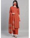 Red Designer Readymade Kurti Palazzo With Dupatta