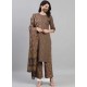 Coffee Designer Readymade Kurti Palazzo With Dupatta