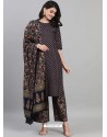 Navy Blue Designer Readymade Kurti Palazzo With Dupatta