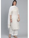 Off White Designer Readymade Kurti Palazzo With Dupatta