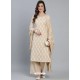 Light Beige Designer Readymade Kurti Palazzo With Dupatta