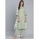 Olive Green Designer Readymade Kurti Palazzo With Dupatta