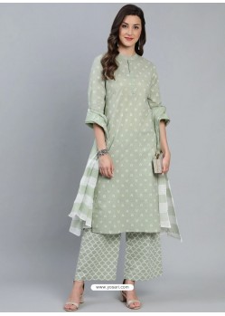 Olive Green Designer Readymade Kurti Palazzo With Dupatta