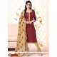 Haute Lace Work Bhagalpuri Silk Maroon Churidar Designer Suit