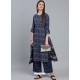 Dark Blue Designer Readymade Kurti Palazzo With Dupatta