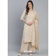 Light Beige Designer Readymade Kurti Palazzo With Dupatta