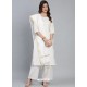 White Designer Readymade Kurti Palazzo With Dupatta