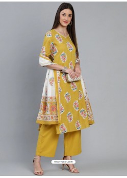 Corn Designer Readymade Kurti Palazzo With Dupatta