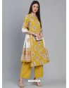 Corn Designer Readymade Kurti Palazzo With Dupatta