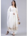 White Designer Readymade Kurti Palazzo With Dupatta