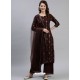 Coffee Designer Readymade Kurti Palazzo With Dupatta