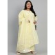 Light Yellow Designer Readymade Plus Size Kurti Palazzo With Dupatta