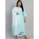 Sky Blue Designer Readymade Plus Size Kurti Palazzo With Dupatta