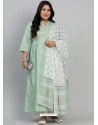 Sea Green Designer Readymade Plus Size Kurti Palazzo With Dupatta