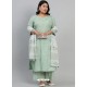 Sea Green Designer Readymade Plus Size Kurti Palazzo With Dupatta