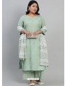 Sea Green Designer Readymade Plus Size Kurti Palazzo With Dupatta