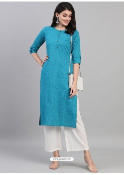 Blue Designer Readymade Kurti With Palazzo