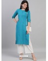 Blue Designer Readymade Kurti With Palazzo