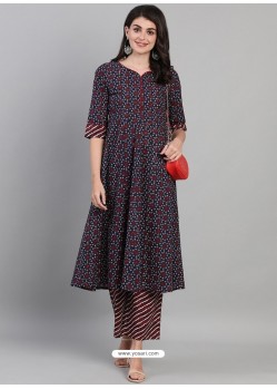 Navy Blue Designer Readymade Kurti With Palazzo