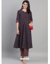 Navy Blue Designer Readymade Kurti With Palazzo