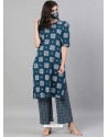 Teal Blue Designer Readymade Kurti With Palazzo