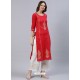 Red Designer Readymade Kurti With Palazzo