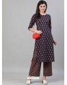 Navy Blue Designer Readymade Kurti With Palazzo