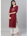 Wine Designer Readymade Kurti With Palazzo