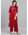 Maroon Designer Readymade Kurti With Palazzo