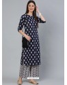 Navy Blue Designer Readymade Kurti With Palazzo