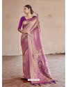 Purple Designer Classic Wear Handloom Weaving Sari