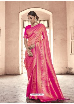 Fuchsia Designer Classic Wear Handloom Weaving Sari