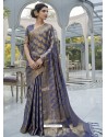 Dark Blue Designer Classic Wear Handloom Weaving Sari