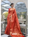 Red Designer Classic Wear Handloom Weaving Sari